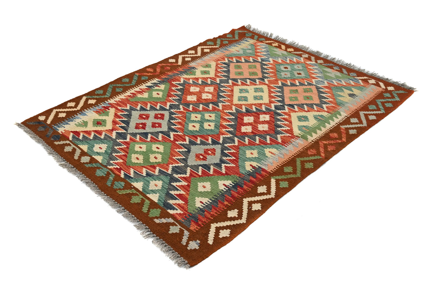 Kilim Afghan Rug – Sapphire Geometry