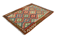 Hand-woven Afghan Kilim Rug, 104 x 138 cm