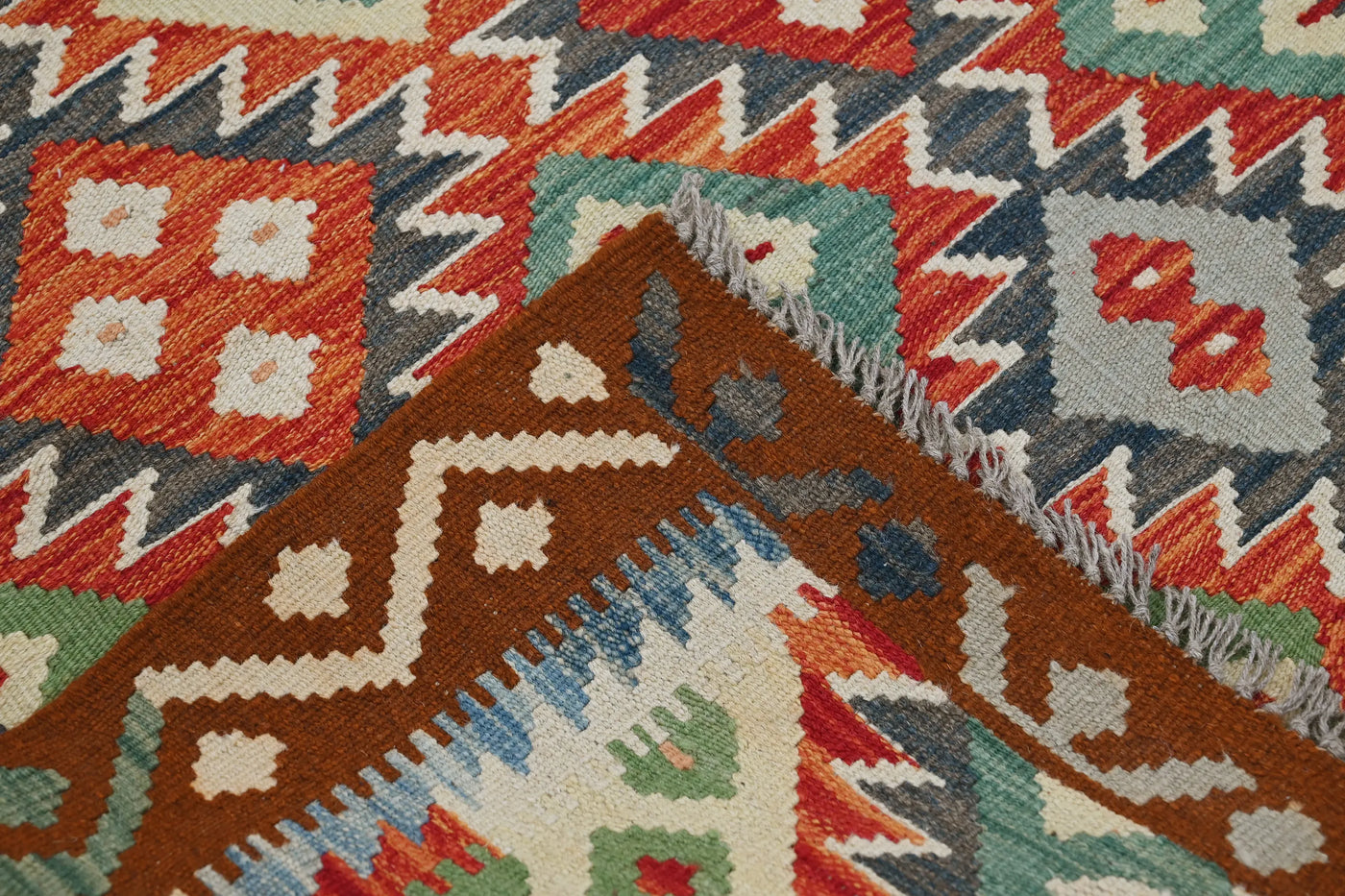 Kilim Afghan Rug – Sapphire Geometry