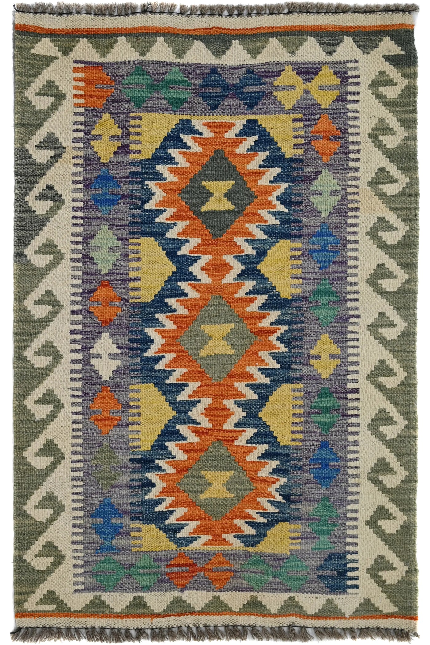Kilim Afghan Rug – Pebble Geometry