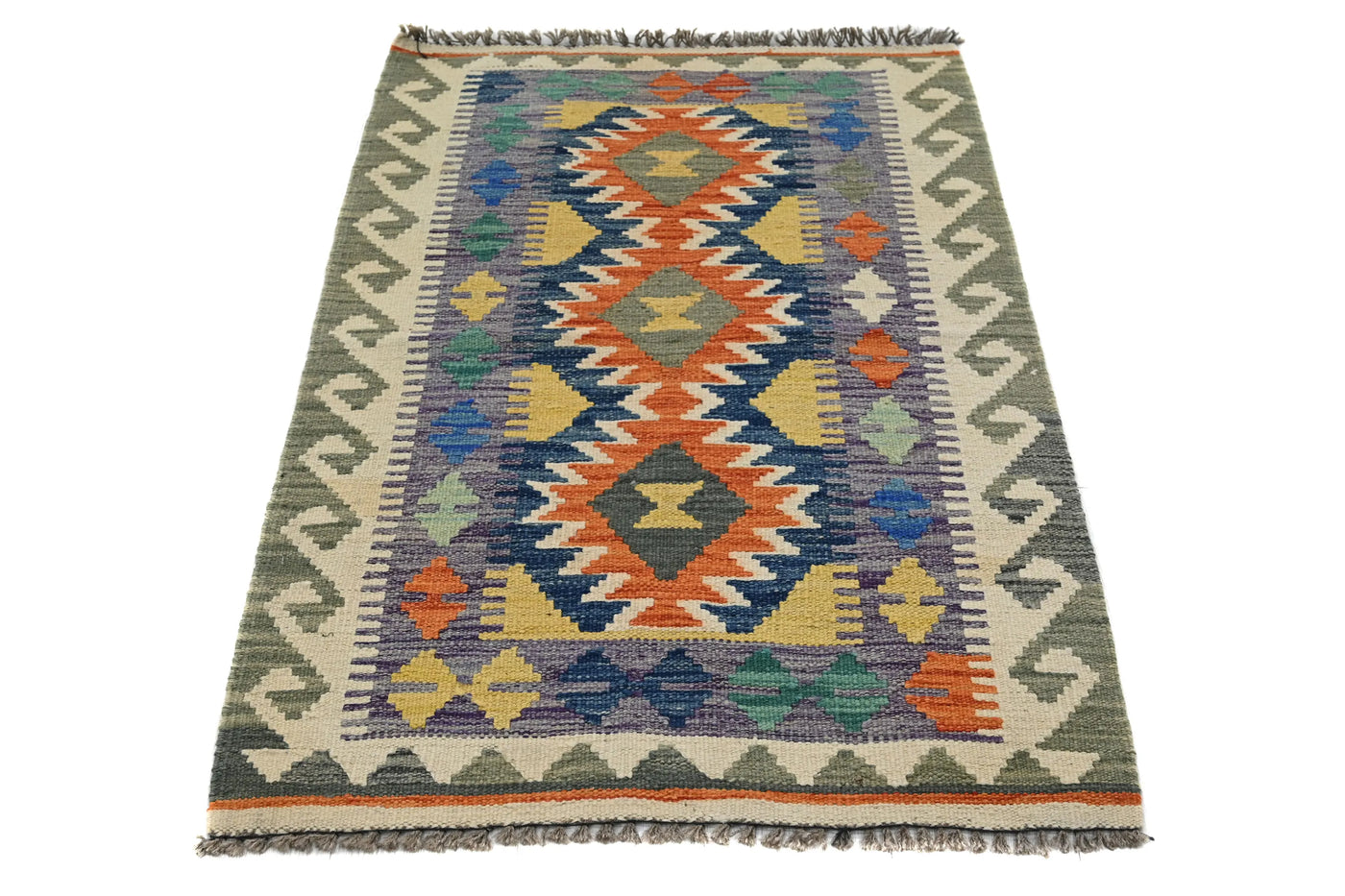 Kilim Afghan Rug – Pebble Geometry