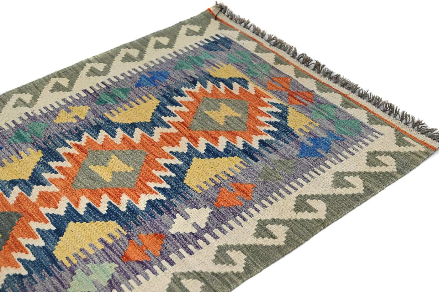 Kilim Afghan Rug – Pebble Geometry