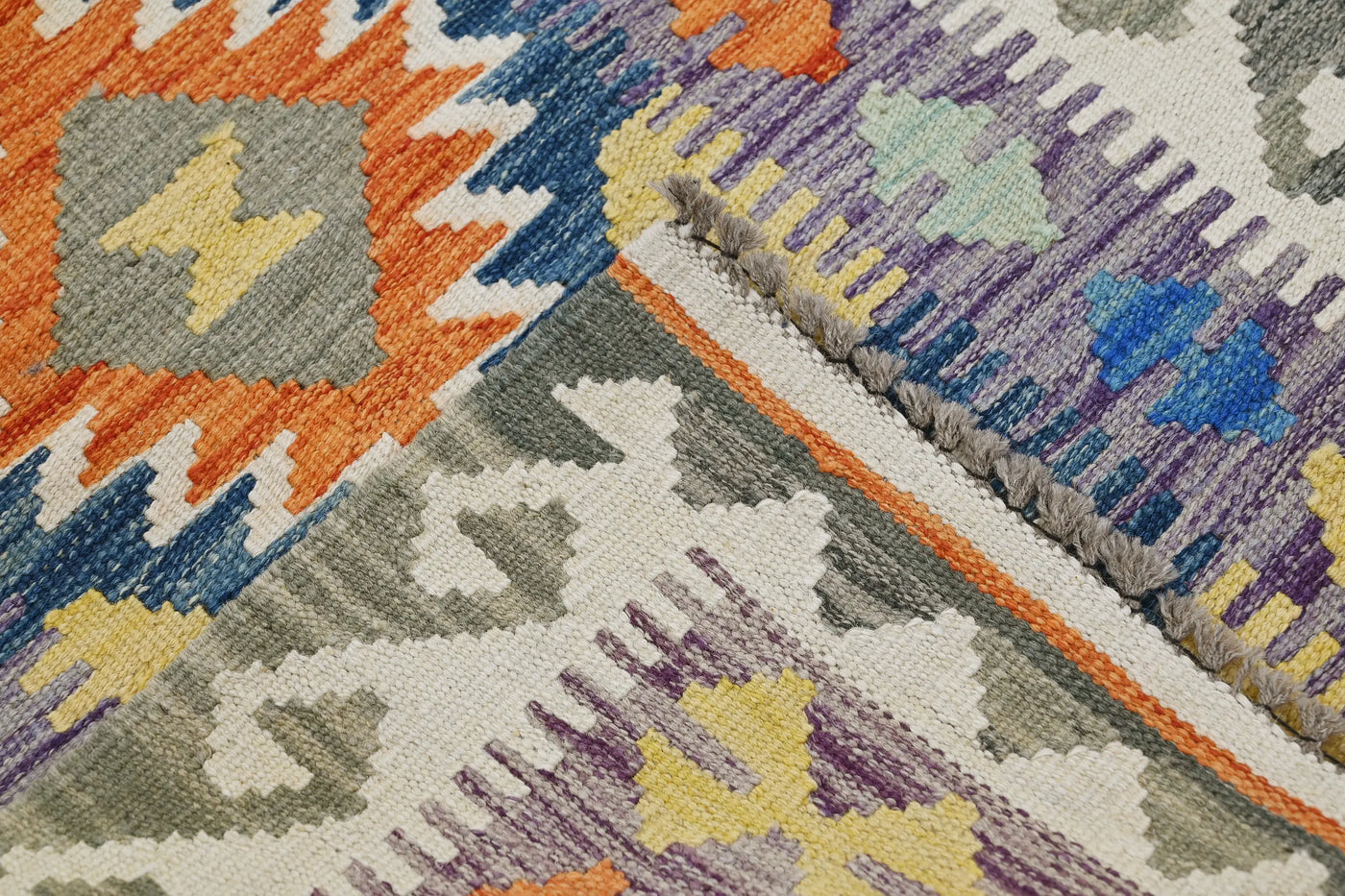 Kilim Afghan Rug – Pebble Geometry