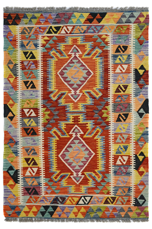 Hand-woven Afghan Kilim Rug, 102 x 150 cm