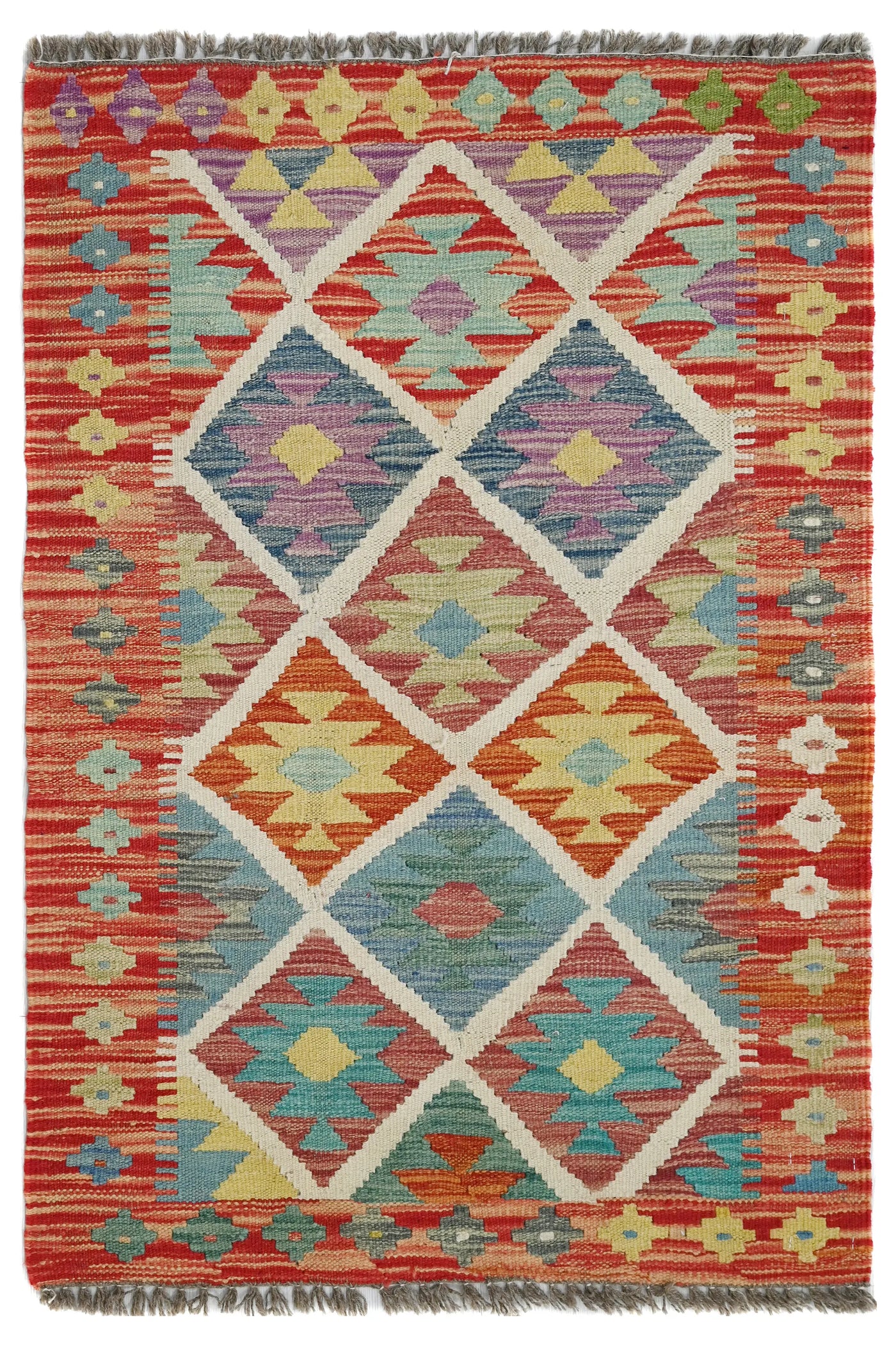 Kilim Afghan Rug – Azure Keystone