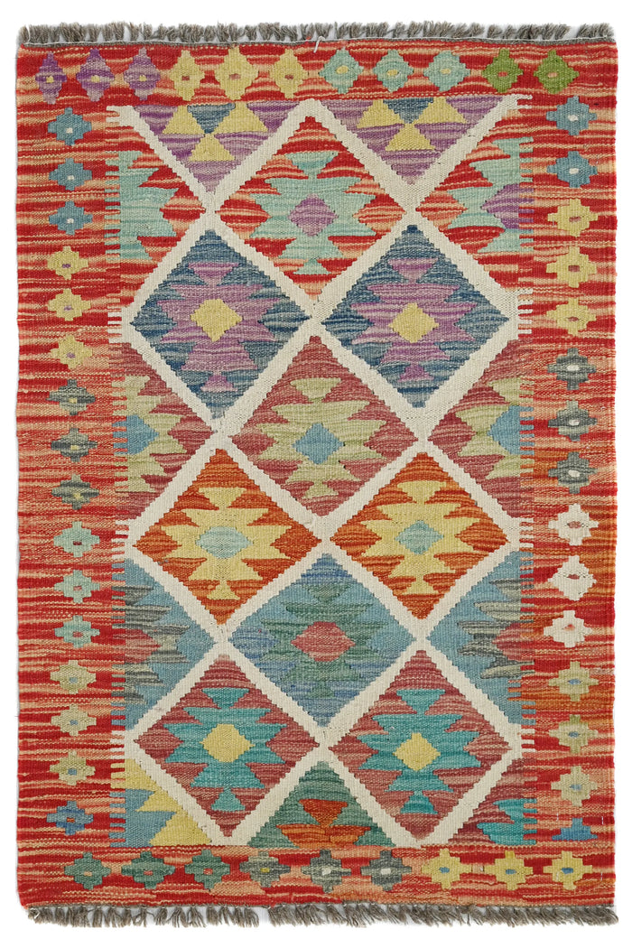 Kilim Afghan Rug – Azure Keystone