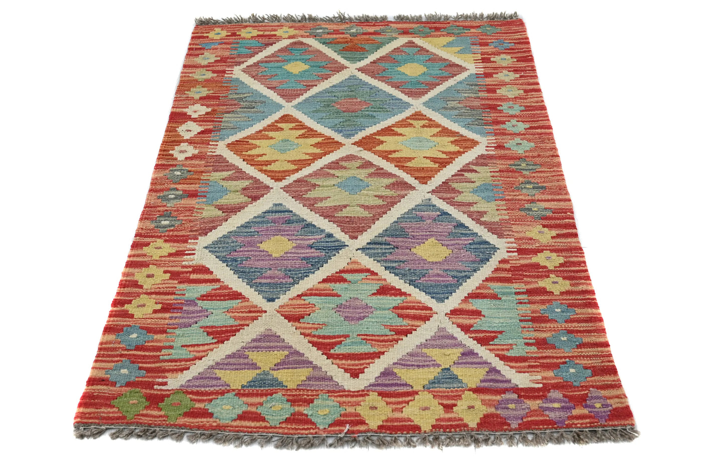 Kilim Afghan Rug – Azure Keystone