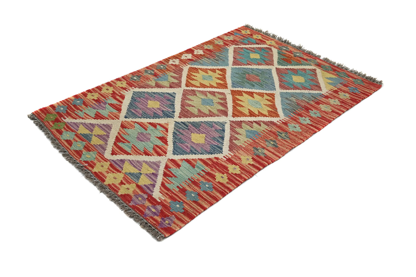 Kilim Afghan Rug – Azure Keystone