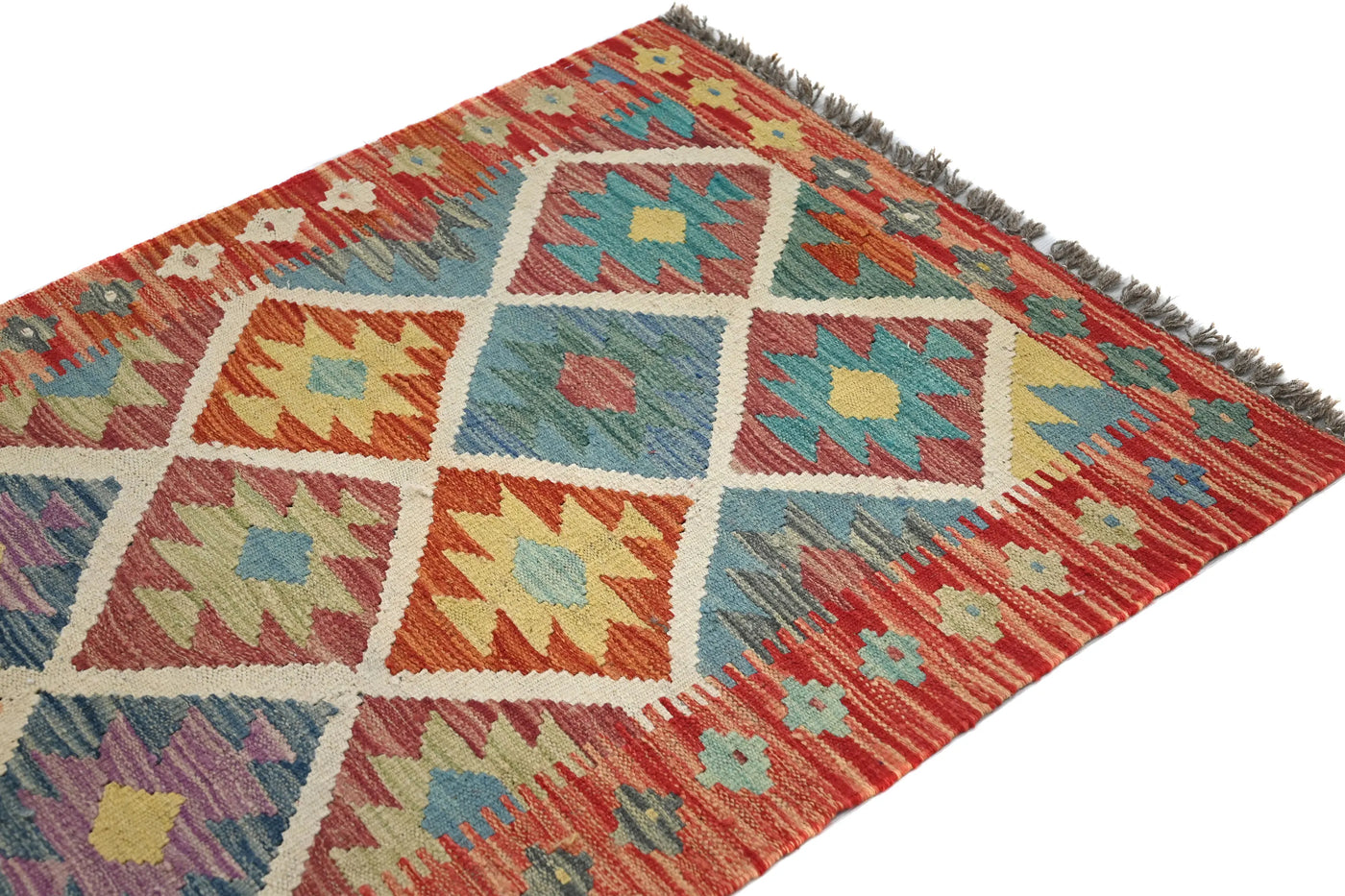 Kilim Afghan Rug – Azure Keystone