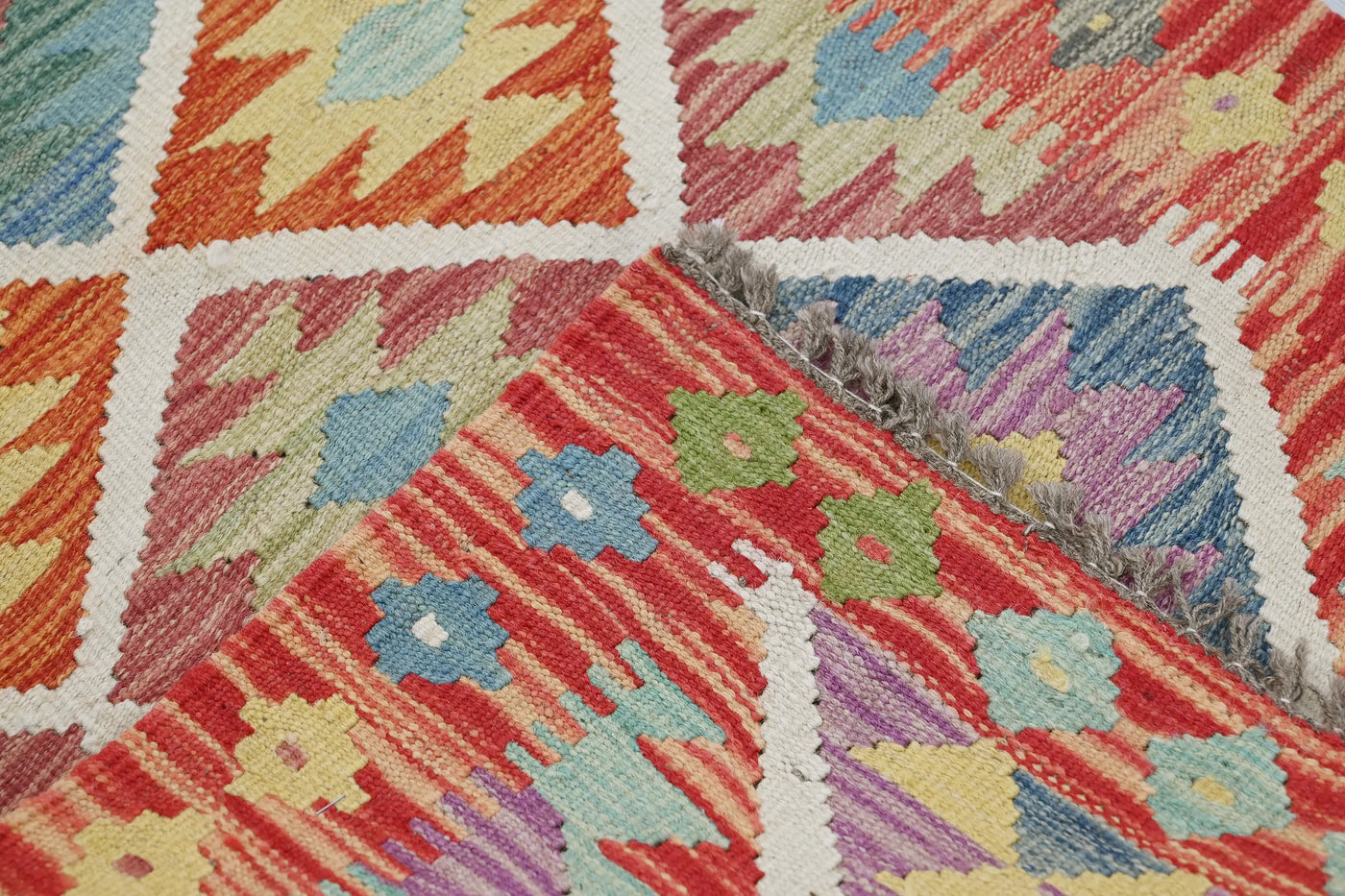 Kilim Afghan Rug – Azure Keystone