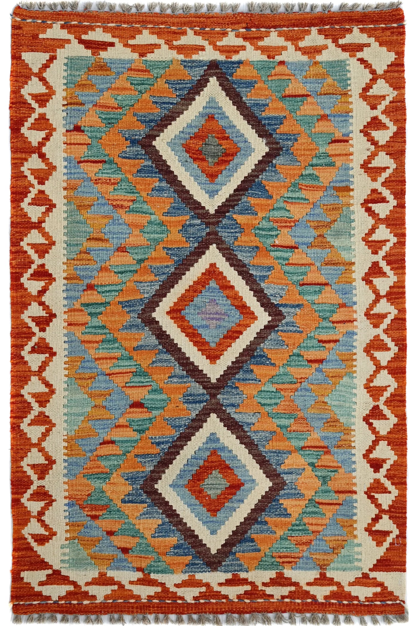 Kilim Afghan Rug – Ocean Medallion