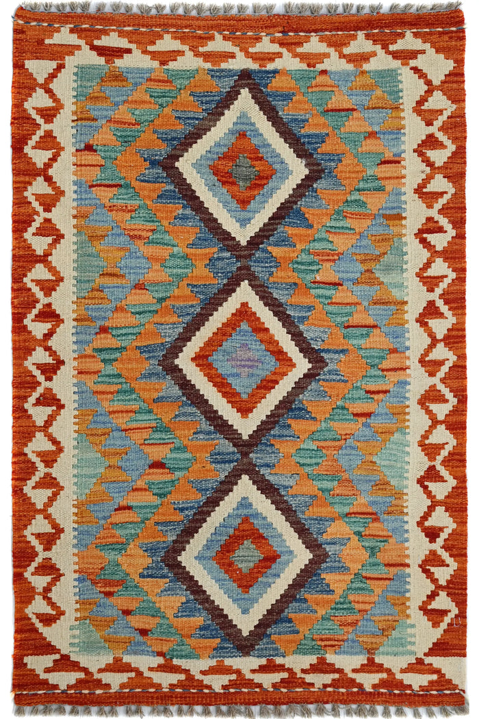 Kilim Afghan Rug – Ocean Medallion