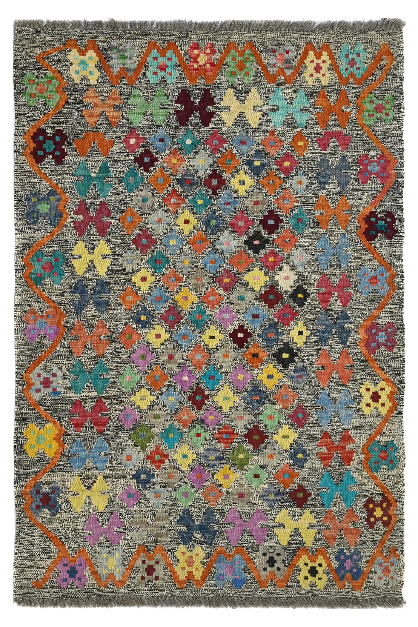 Kilim Afghan Rug – Wheat Triptych