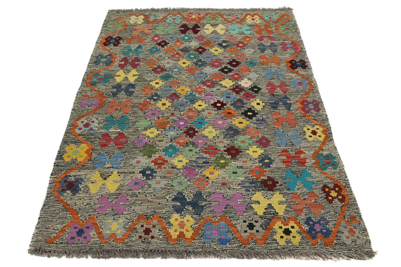 Kilim Afghan Rug – Wheat Triptych