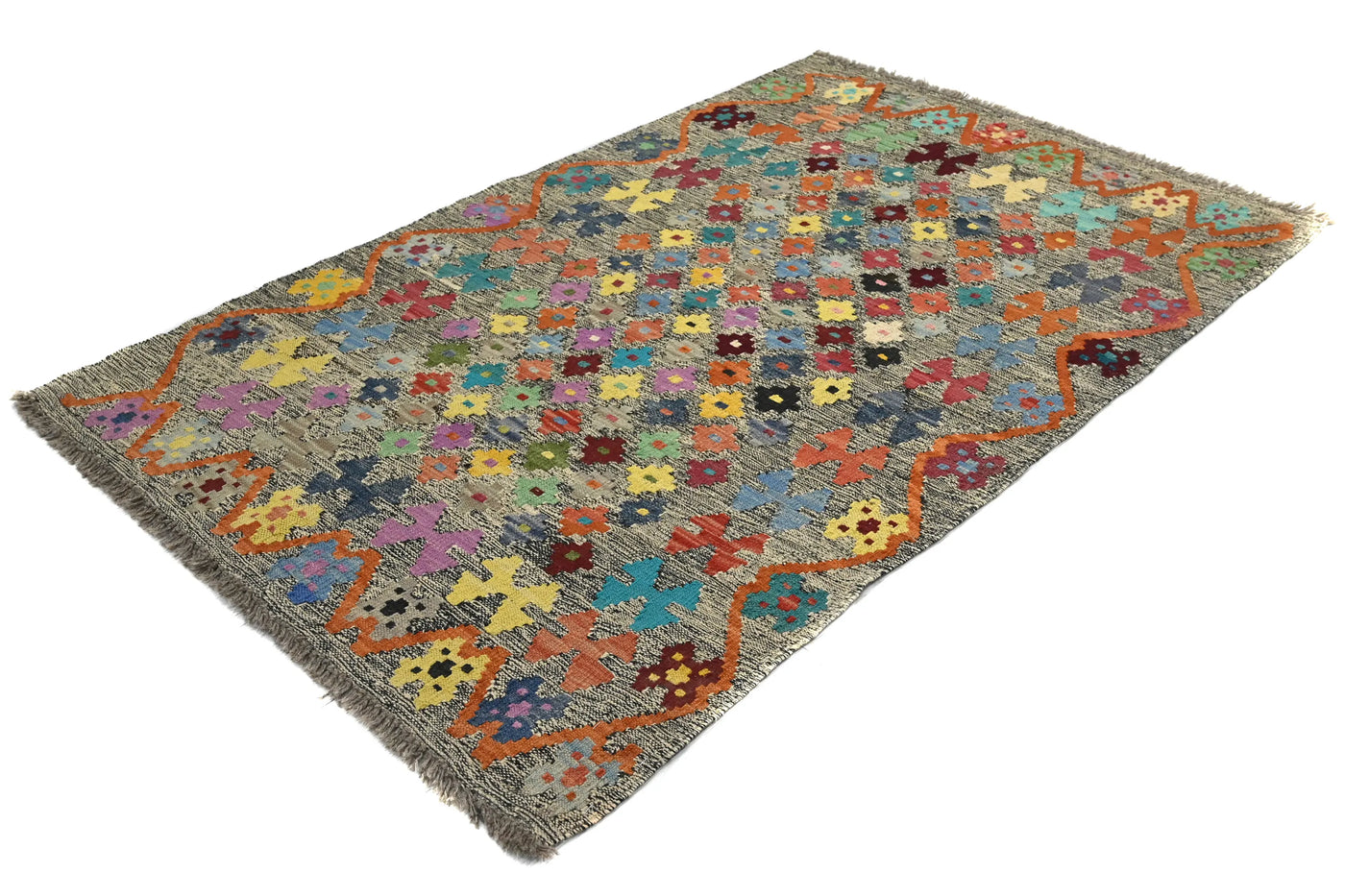 Kilim Afghan Rug – Wheat Triptych