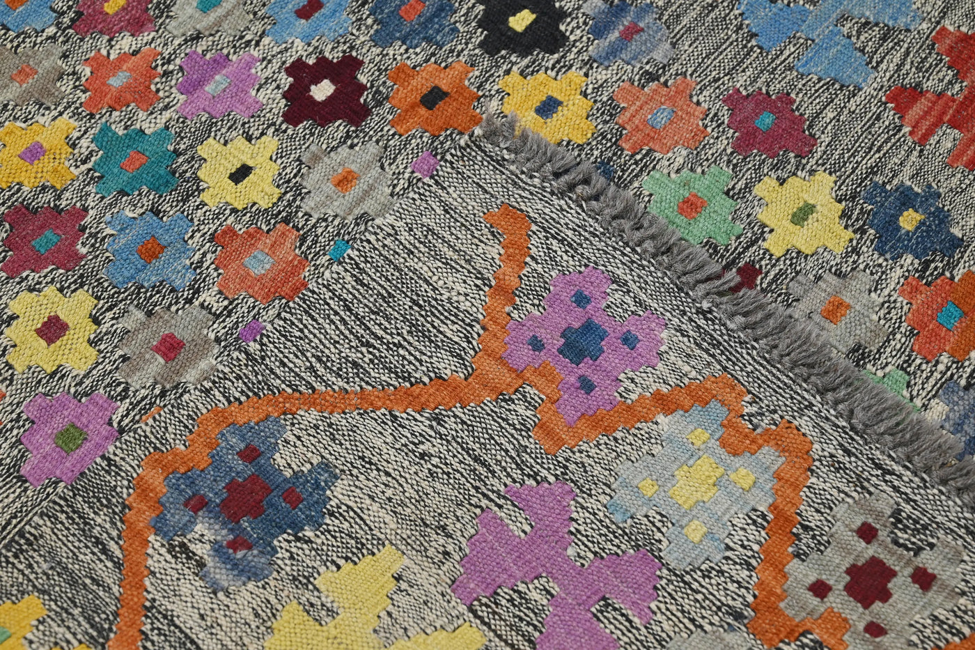 Kilim Afghan Rug – Wheat Triptych