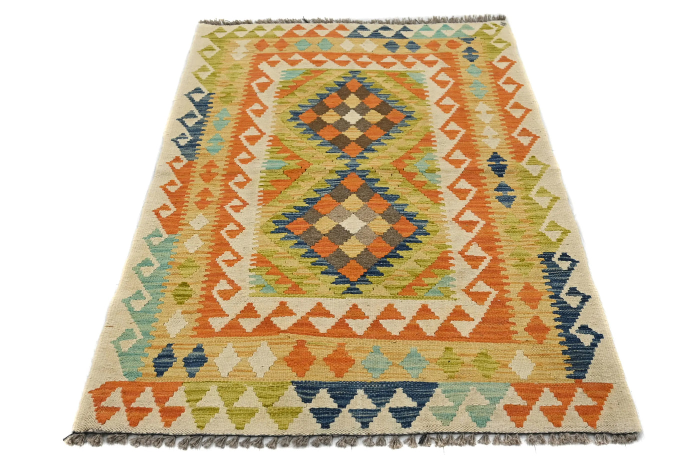 Kilim Afghan Rug – Sky Lattice