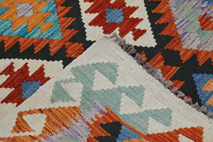 Hand-woven Afghan Kilim Rug, 100 x 143 cm