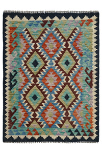 Hand-woven Afghan Kilim Rug, 105 x 143 cm
