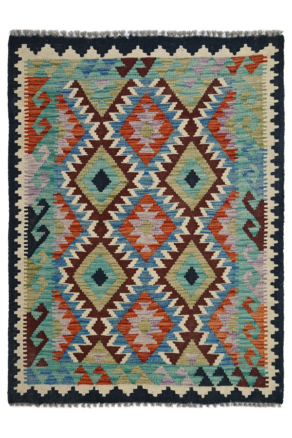 Hand-woven Afghan Kilim Rug, 105 x 143 cm