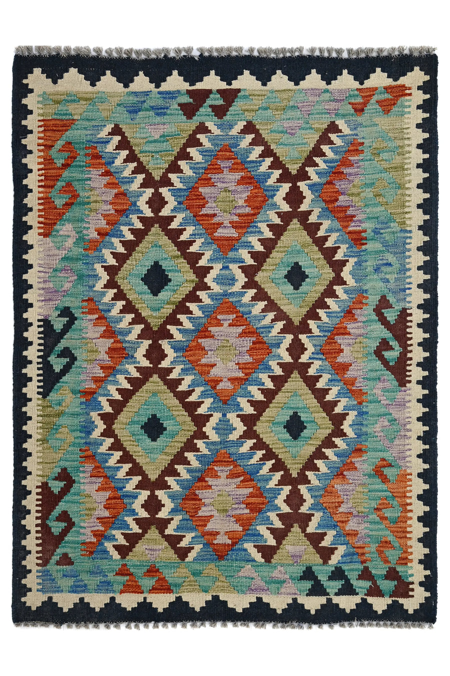 Hand-woven Afghan Kilim Rug, 105 x 143 cm