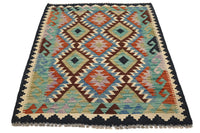 Hand-woven Afghan Kilim Rug, 105 x 143 cm