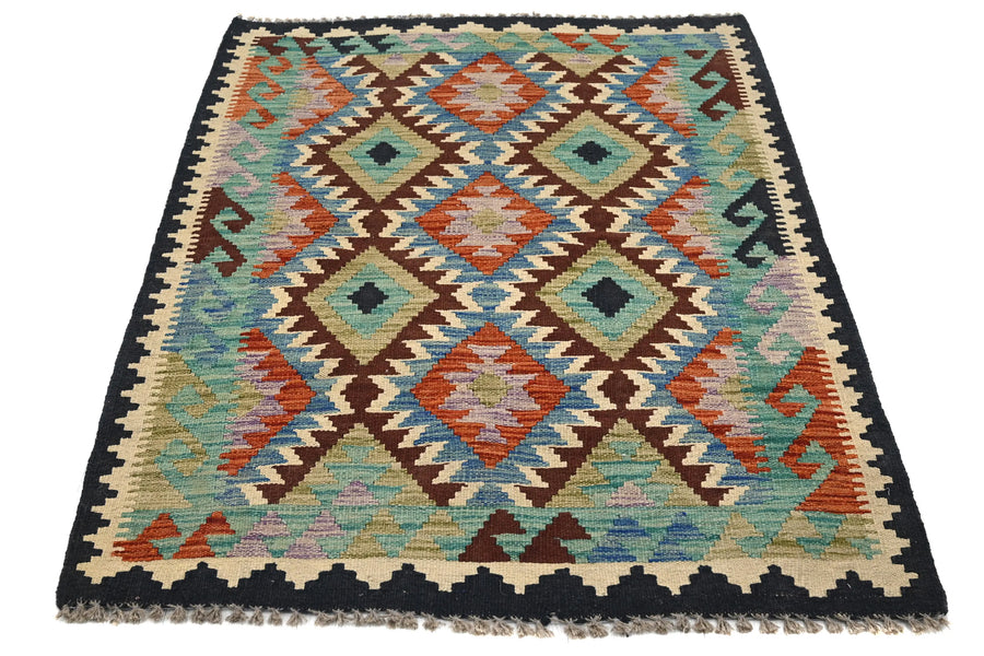 Hand-woven Afghan Kilim Rug, 105 x 143 cm