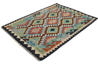 Hand-woven Afghan Kilim Rug, 105 x 143 cm