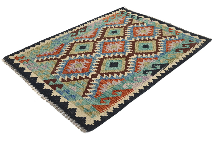 Hand-woven Afghan Kilim Rug, 105 x 143 cm