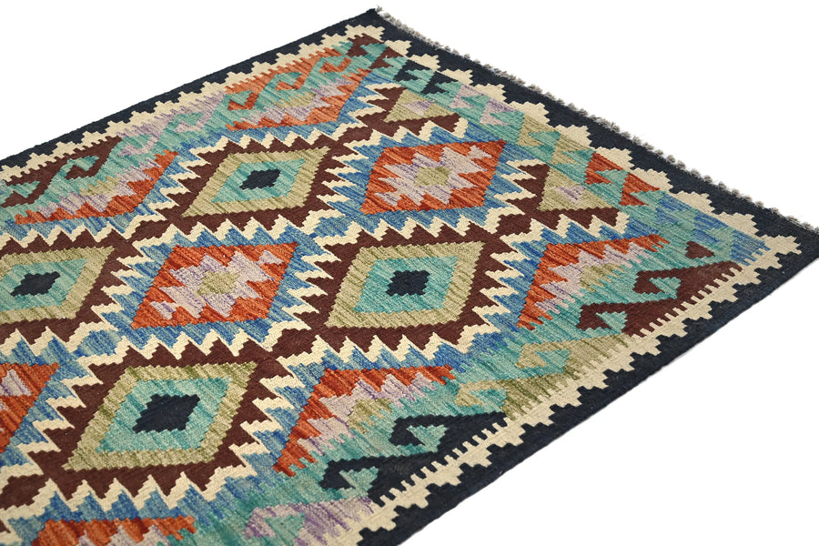 Hand-woven Afghan Kilim Rug, 105 x 143 cm