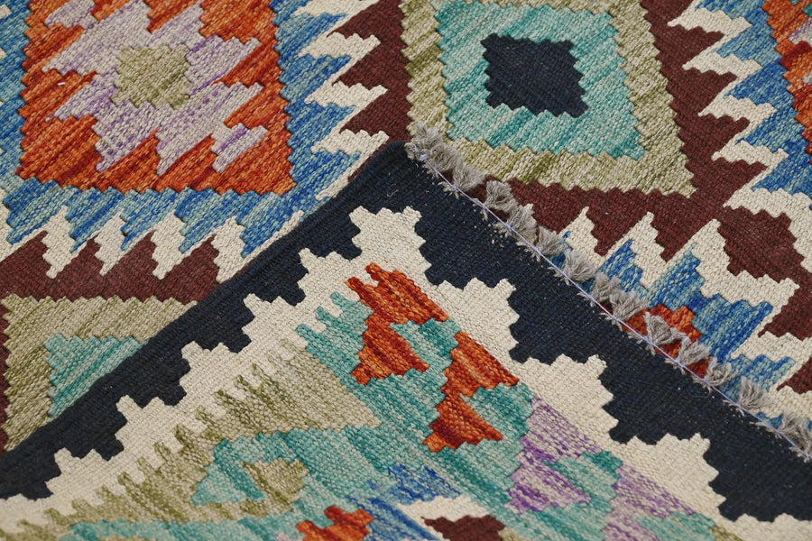Hand-woven Afghan Kilim Rug, 105 x 143 cm