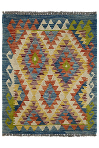 Hand-woven Afghan Kilim Rug, 87 x 115 cm