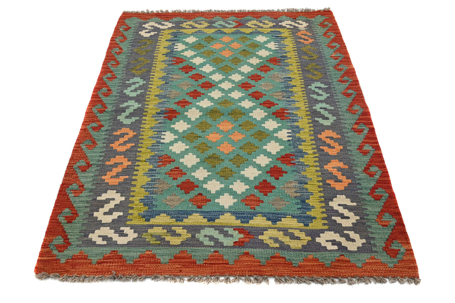 Hand-woven Afghan Kilim Rug, 105 x 152 cm