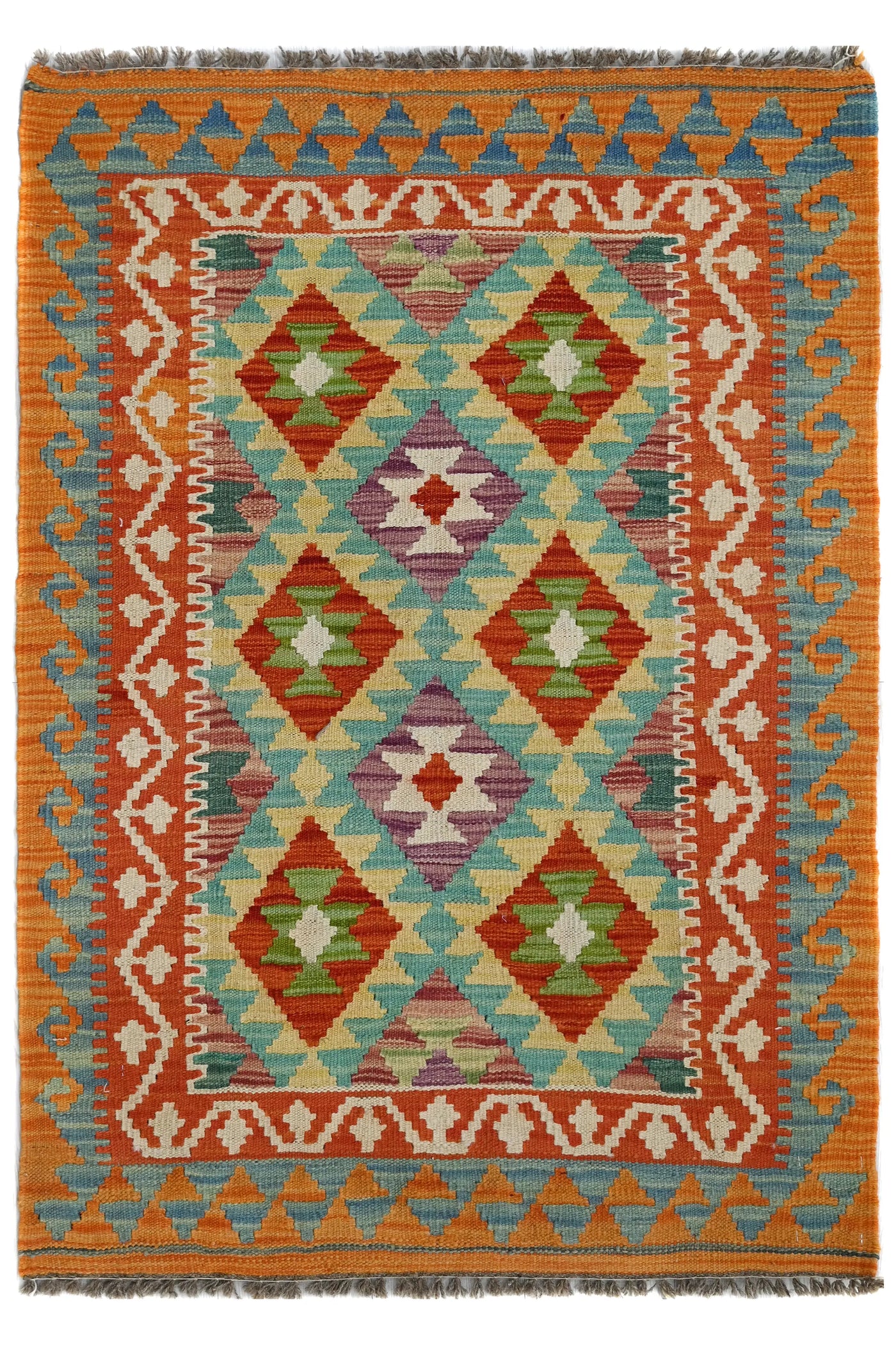 Kilim Afghan Rug – Coral Labyrinth