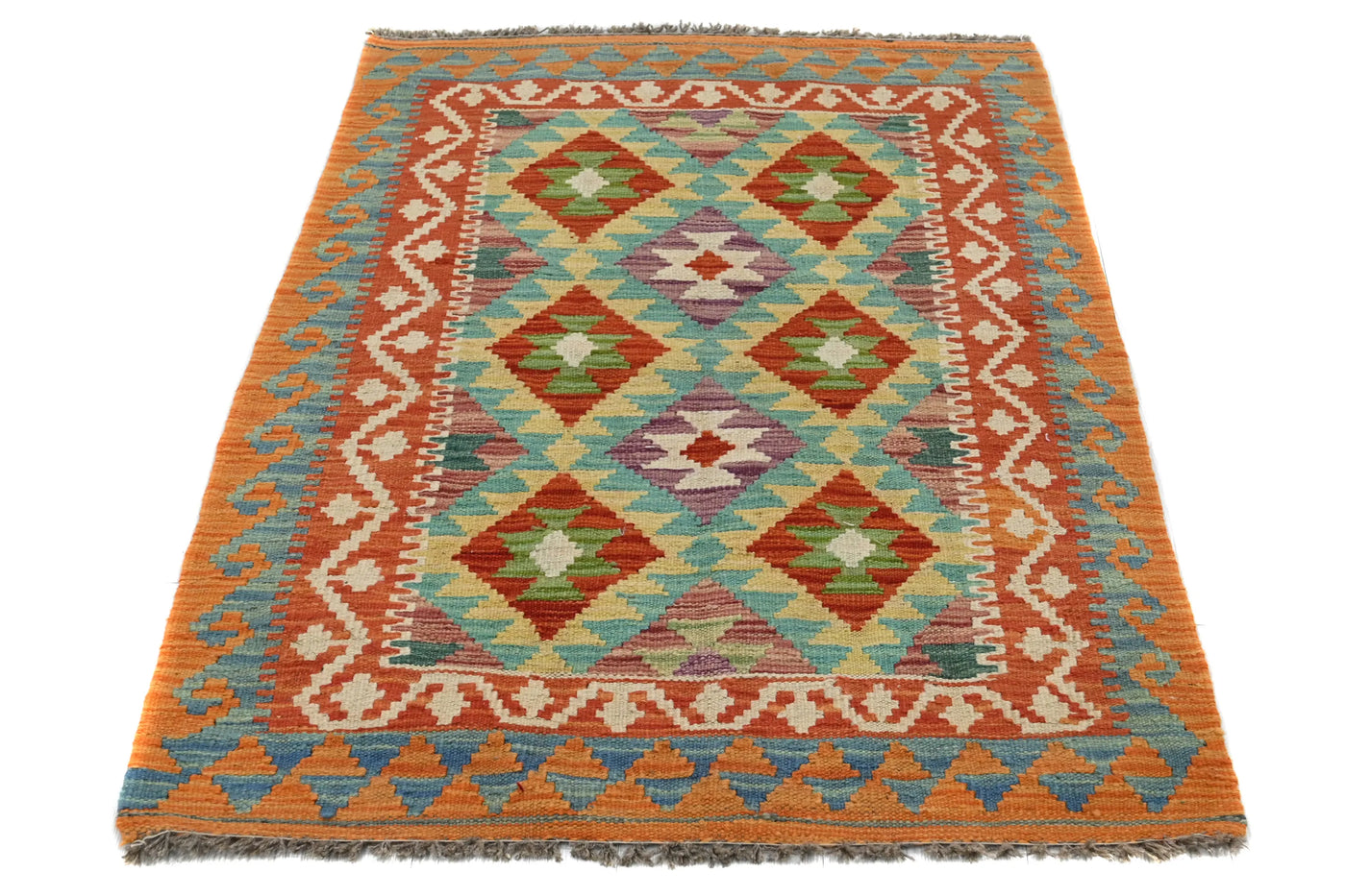 Kilim Afghan Rug – Coral Labyrinth
