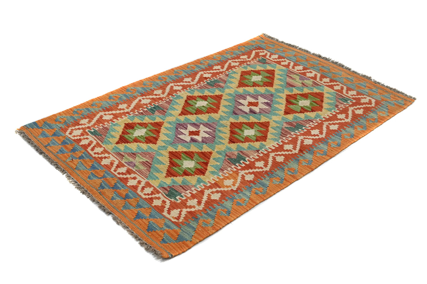 Kilim Afghan Rug – Coral Labyrinth
