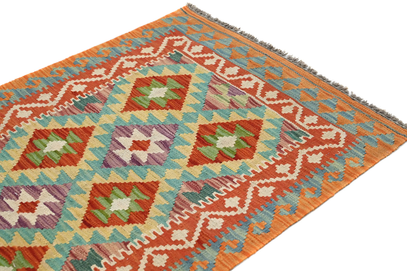 Kilim Afghan Rug – Coral Labyrinth