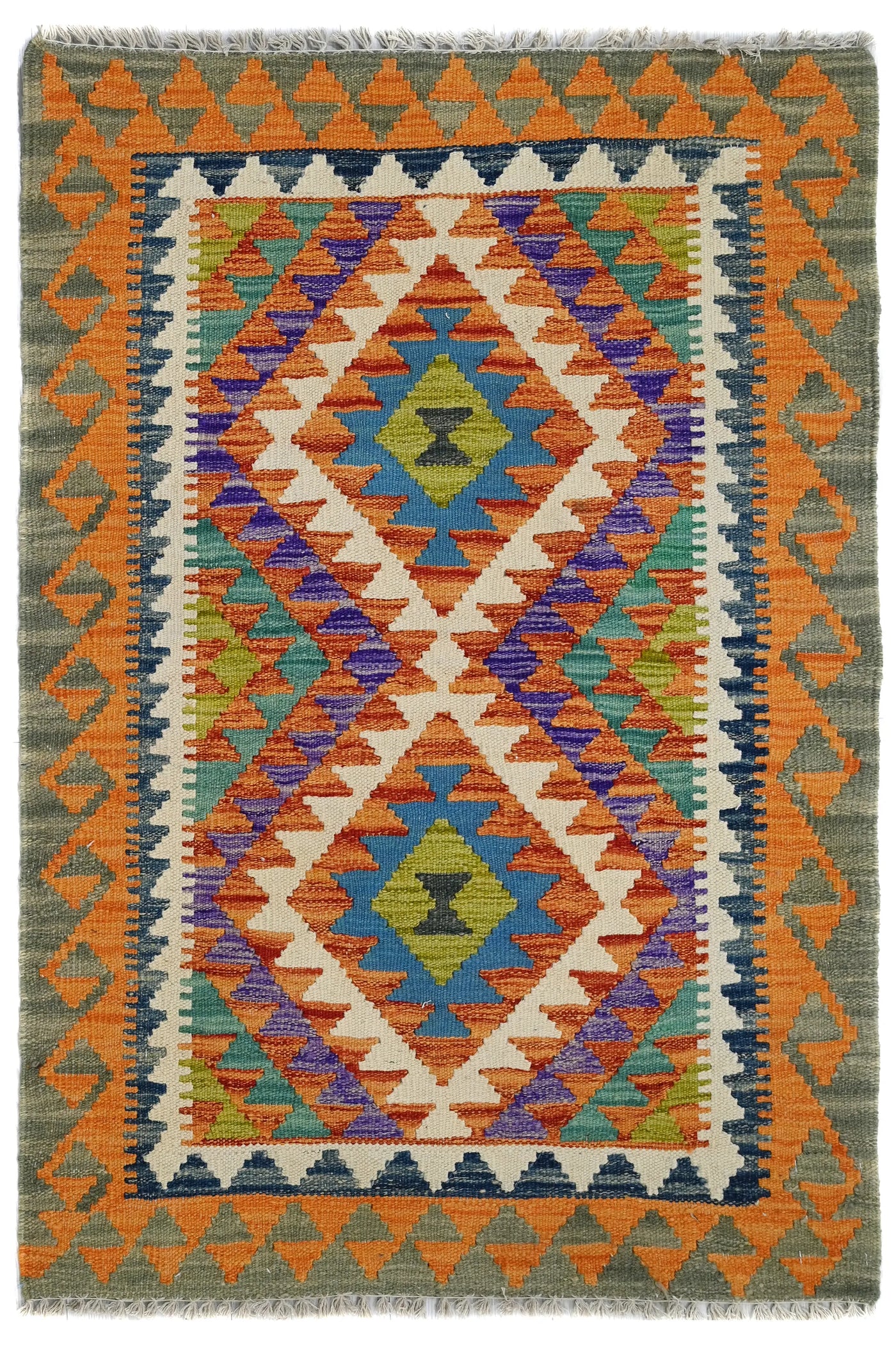 Kilim Afghan Rug – Terracotta Mosaic