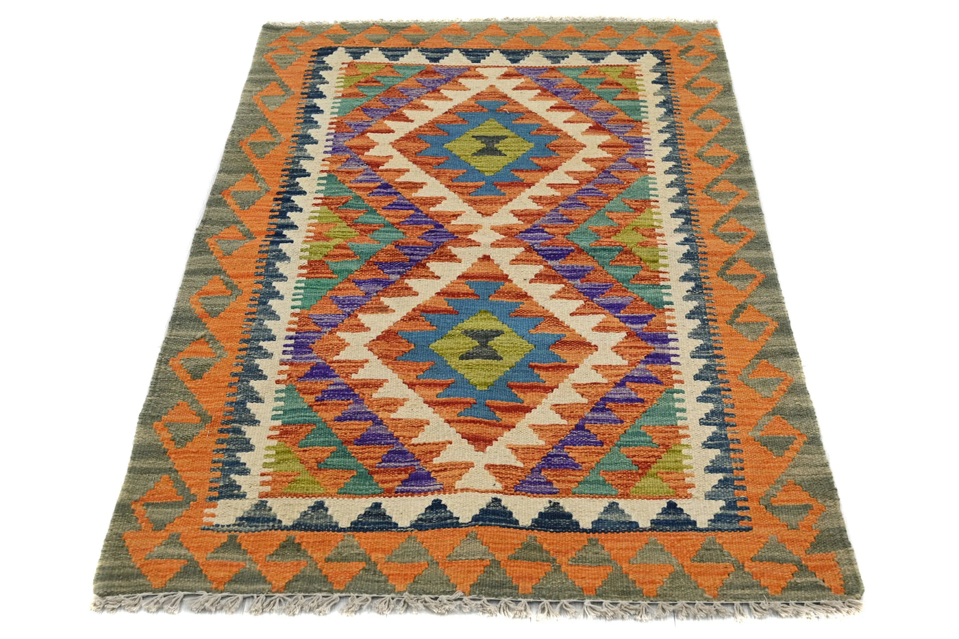 Kilim Afghan Rug – Terracotta Mosaic