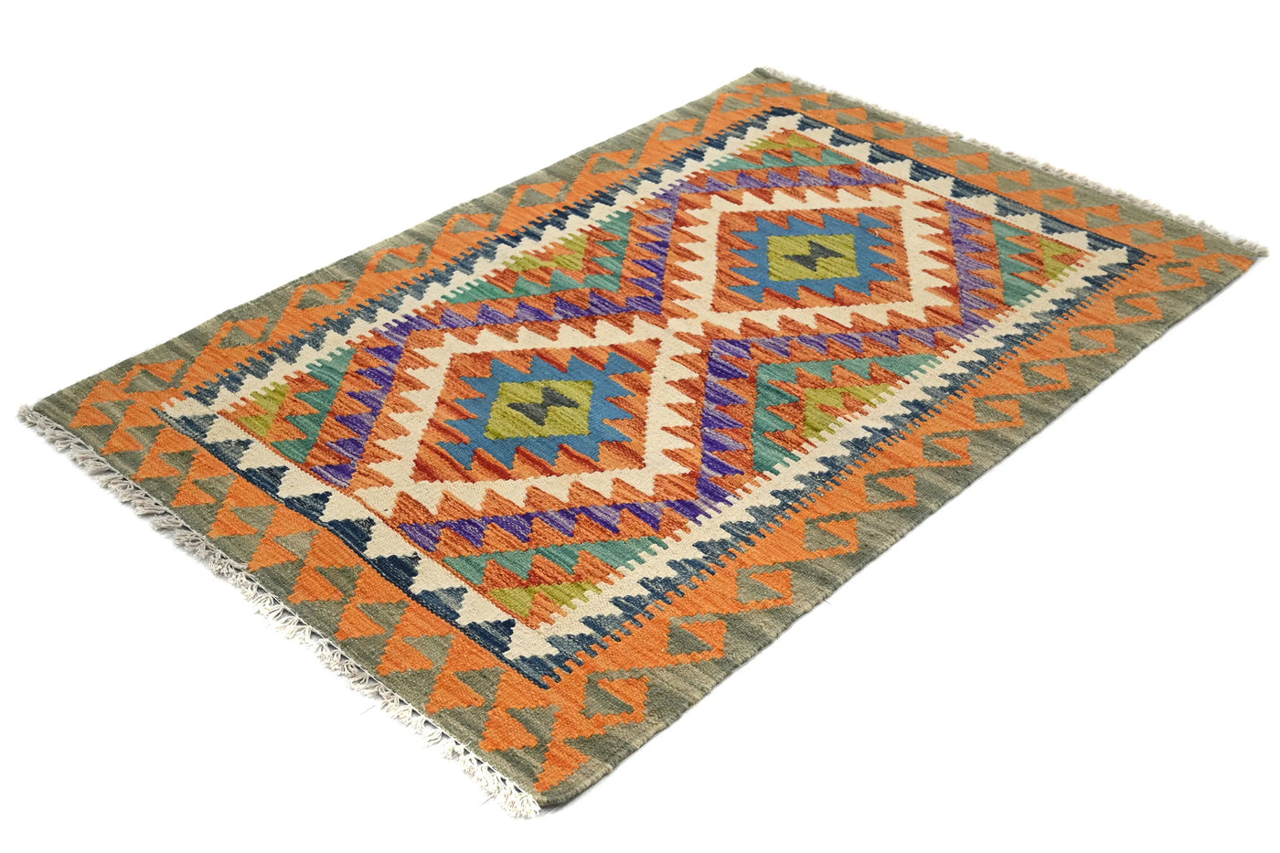Kilim Afghan Rug – Terracotta Mosaic