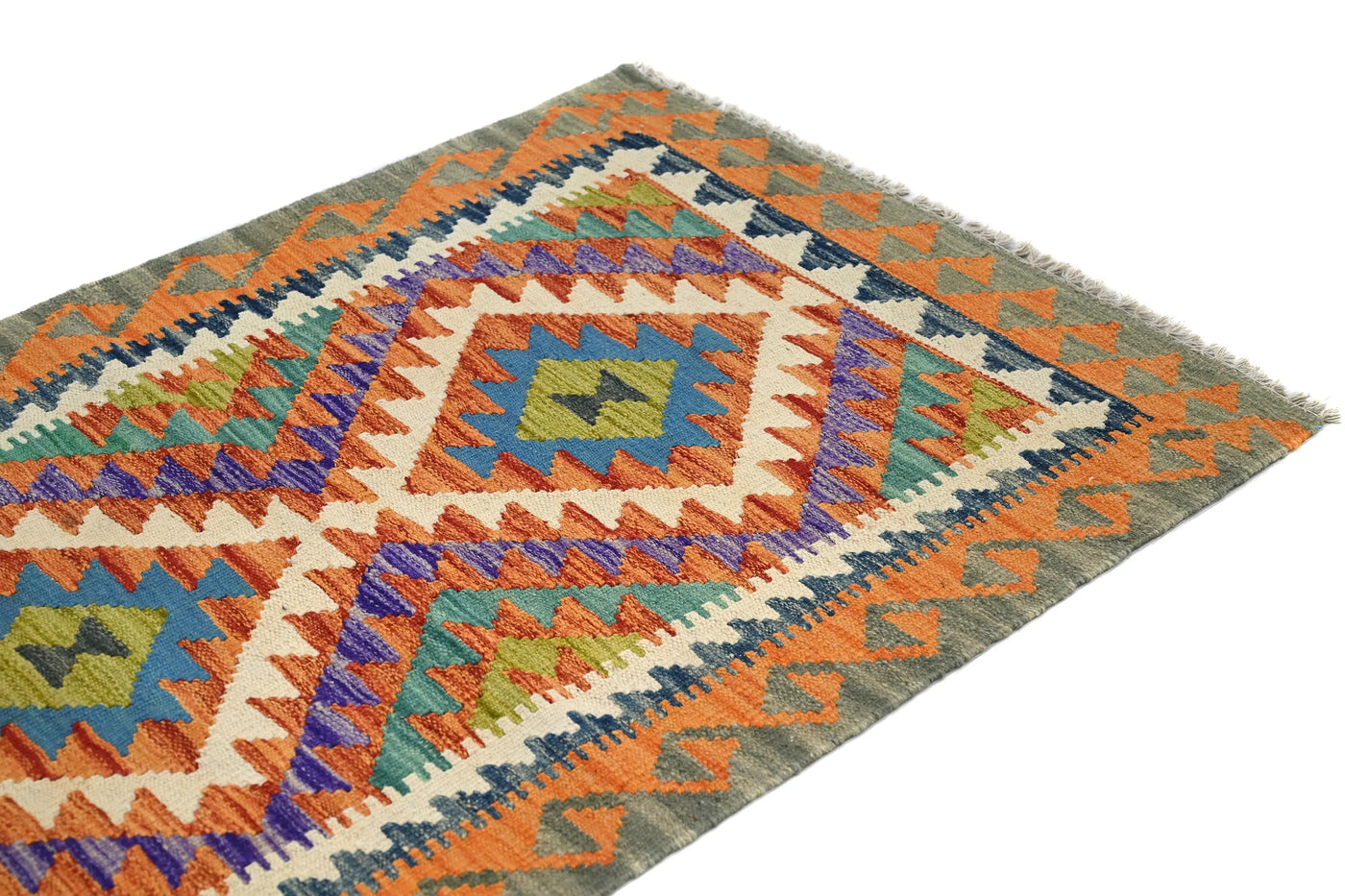 Kilim Afghan Rug – Terracotta Mosaic
