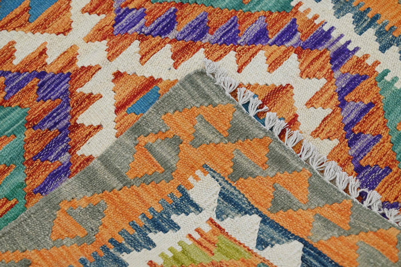 Kilim Afghan Rug – Terracotta Mosaic