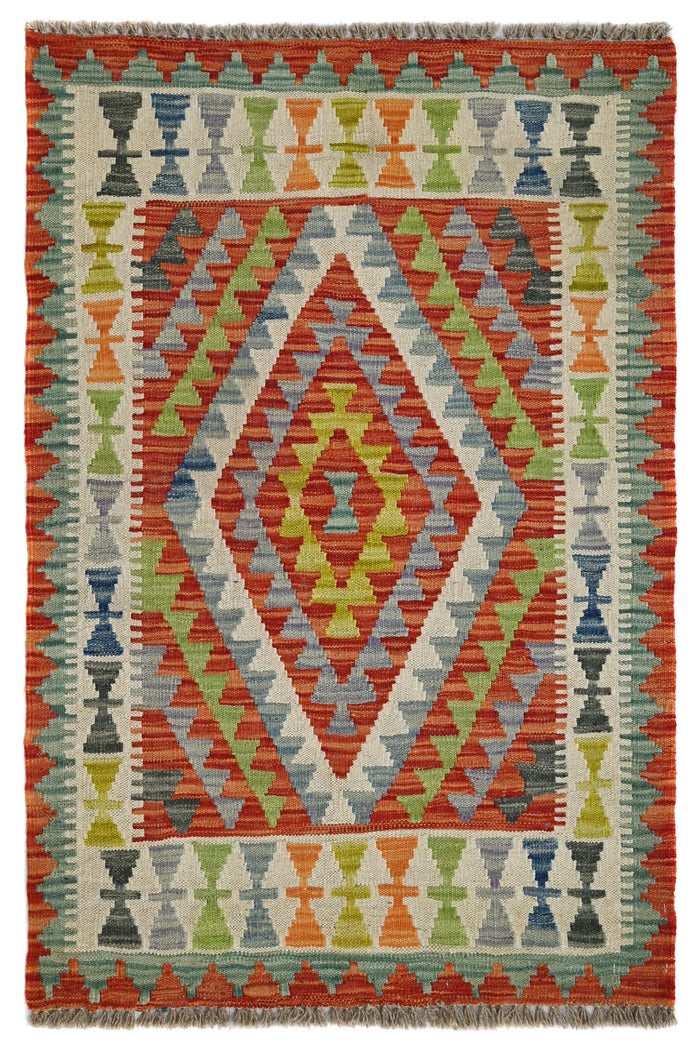 Kilim Afghan Rug – Rust Constellation