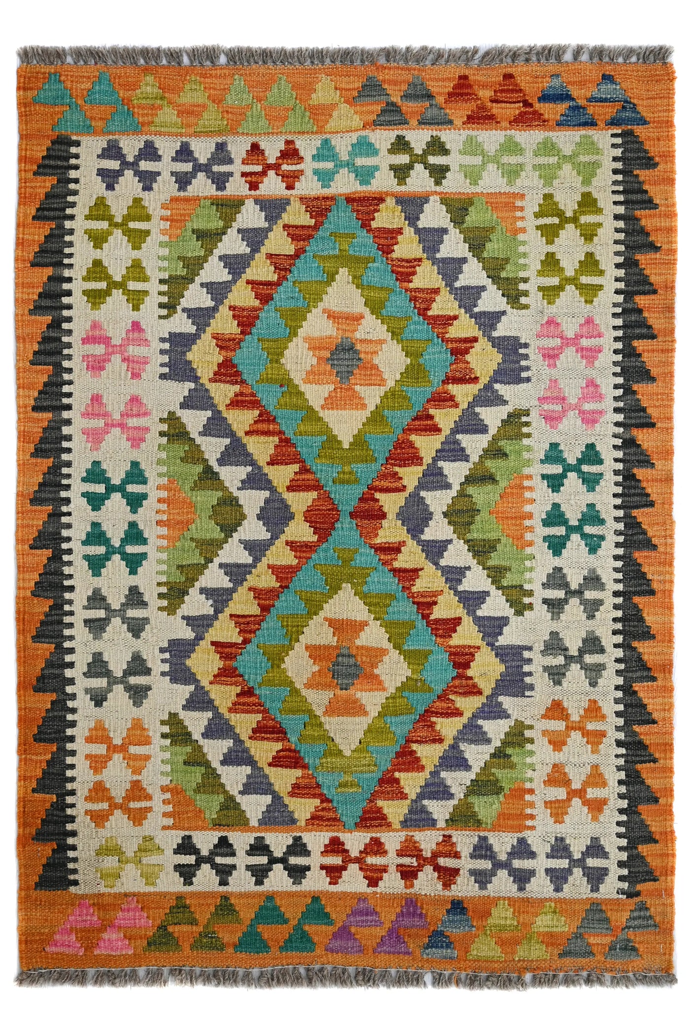 Kilim Afghan Rug – Sienna Emblem