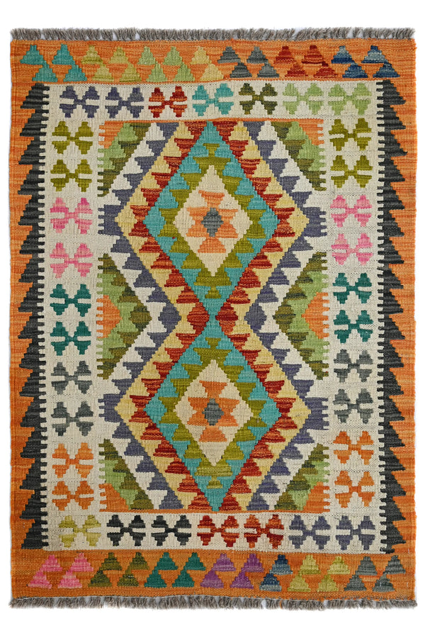 Hand-woven Afghan Kilim Rug, 87 x 124 cm