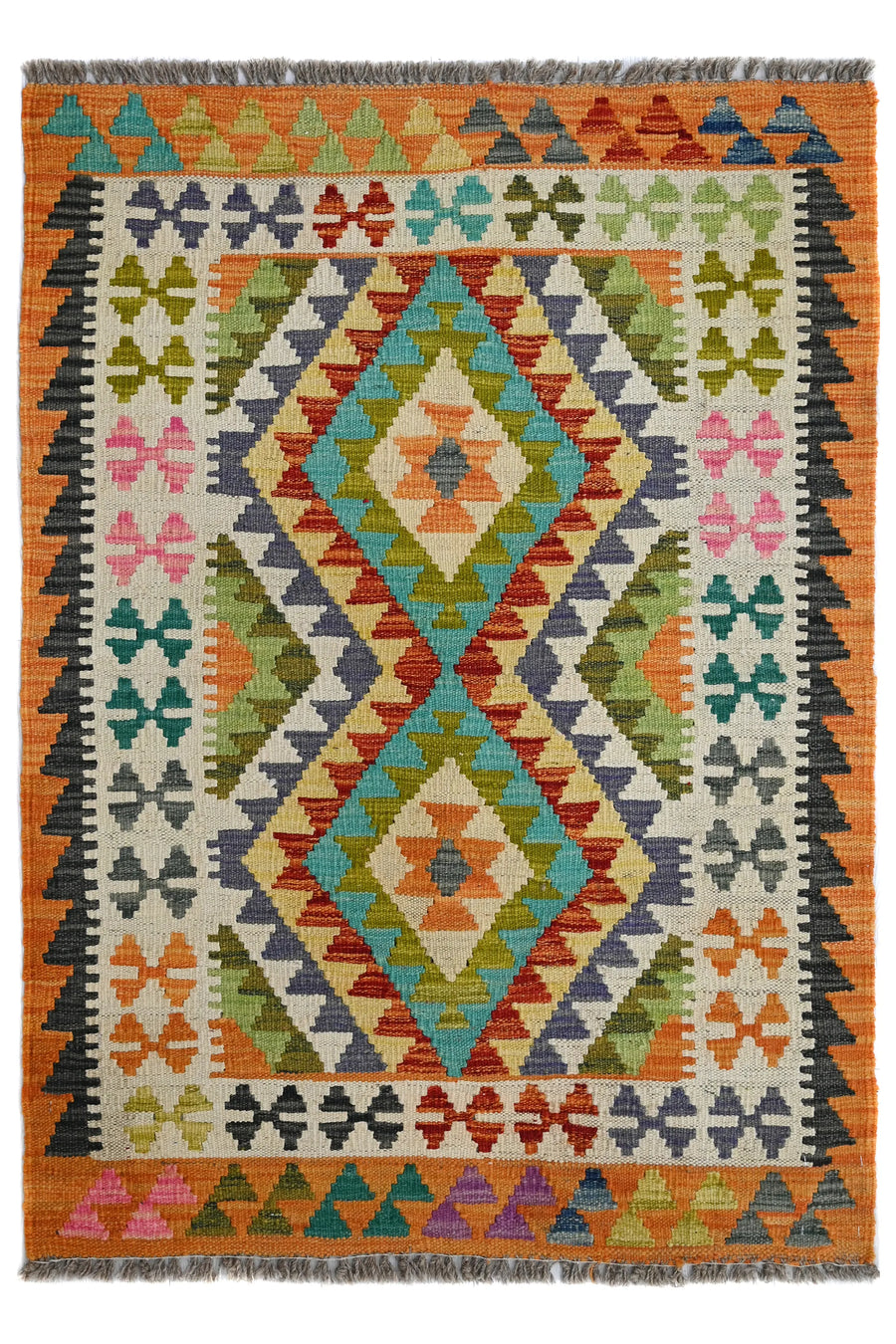 Hand-woven Afghan Kilim Rug, 87 x 124 cm