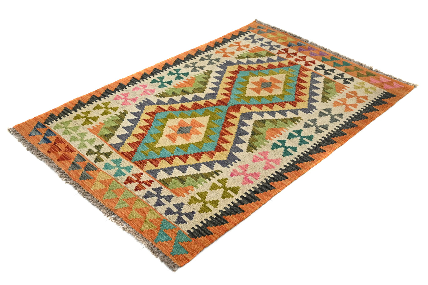Kilim Afghan Rug – Sienna Emblem