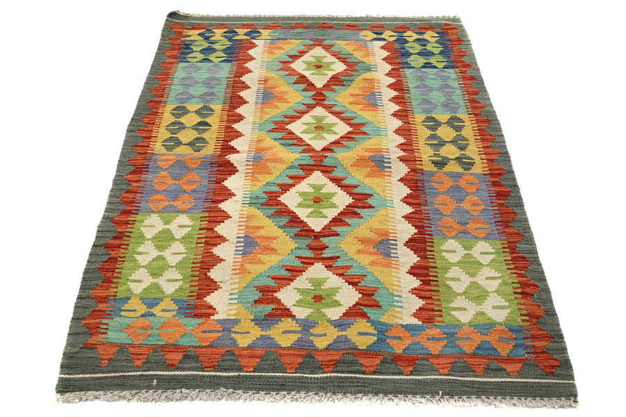 Hand-woven Afghan Kilim Rug, 102 x 152 cm