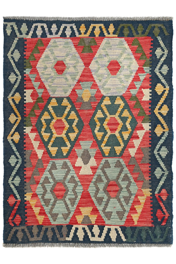 Hand-woven Afghan Kilim Rug, 87 x 118 cm