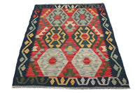 Hand-woven Afghan Kilim Rug, 87 x 118 cm